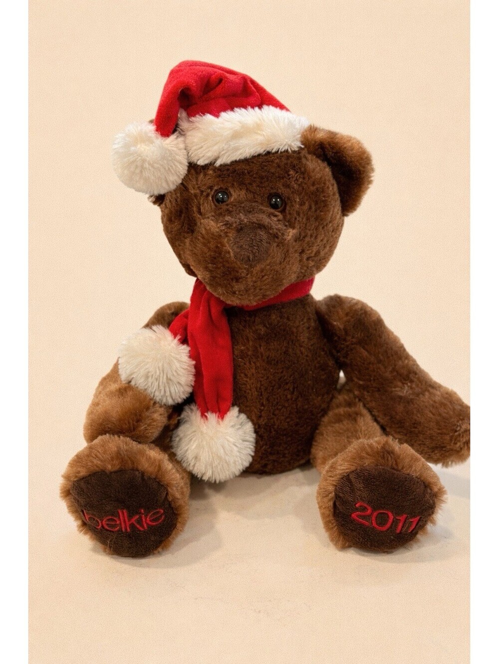 Belkie 2011 Teddy Bear Christmas Plush Belks Stuffed Animal Scarf